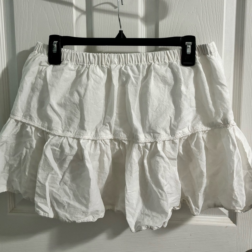 Divided White Tiered Skirt